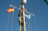 Climbing the mast using the mast ladder