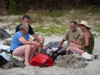 Beers on the beach across the ria