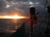The sun sets behind La Restinga